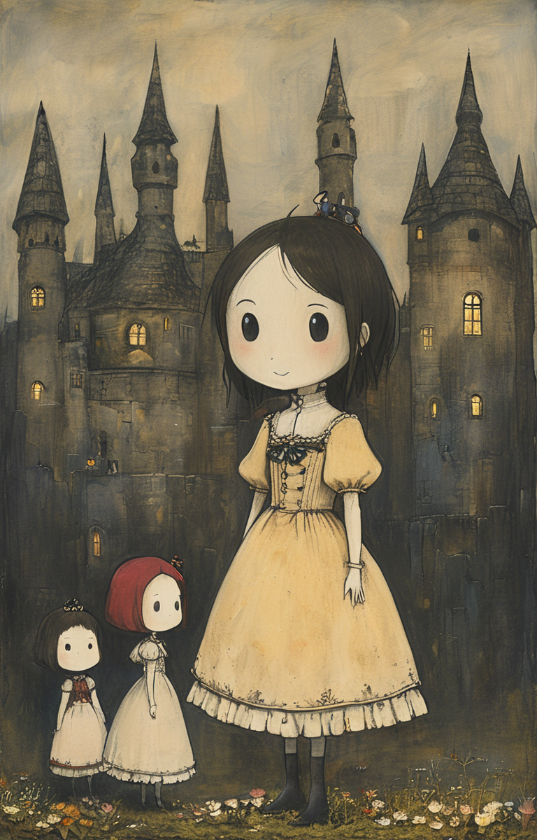 masterpiece,best quality,<lora:tbh219-sdxl:0.9>,illustration,style of John Kenn Mortensen portrait of idolmaster cinderella girls,