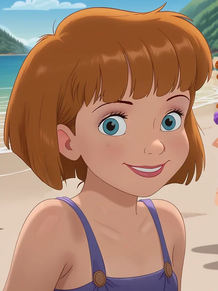 <lora:Jane Darling (Peter Pan):0.85> janedarling, smile, looking at viewer, coconut
beach