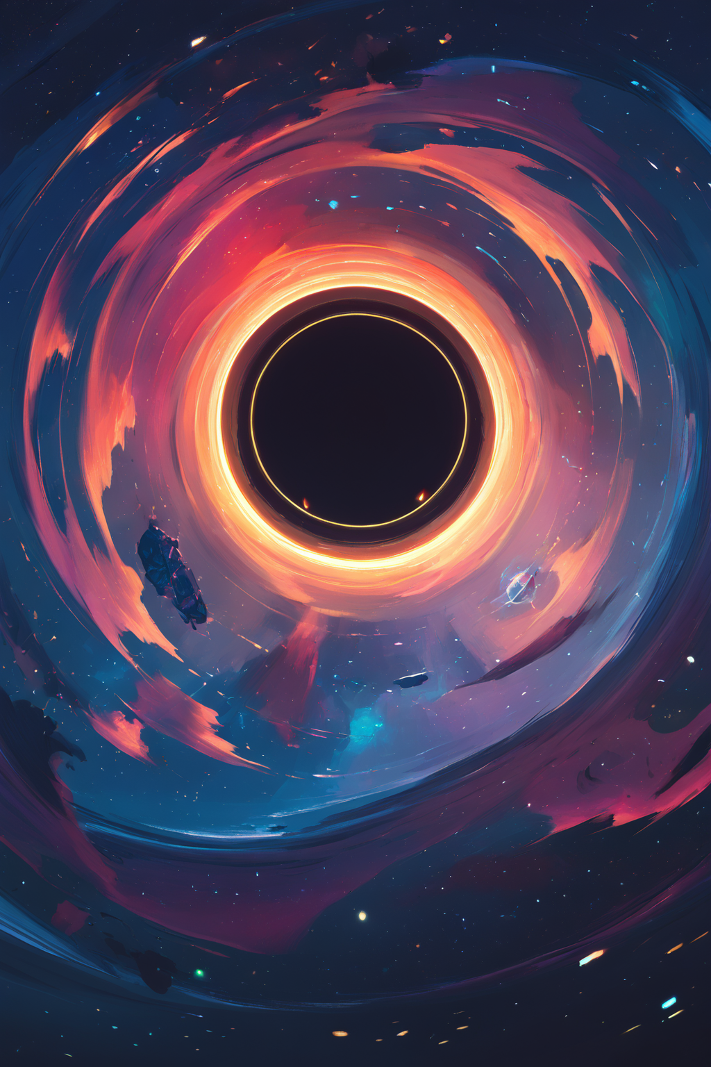 PDXL, <lora:BlackHoleV1:1>, bl4ckh0l3, space, stars, black hole, event horizon, gravitational lensing
no people