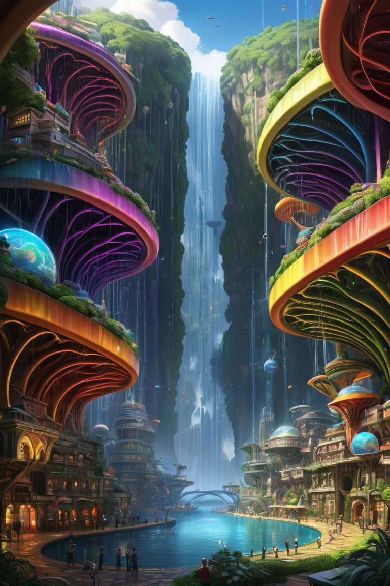 hyper detailed masterpiece, dynamic realistic digital art, awesome quality,curled bazaar of possibilities
,rainbow-colored gaia of genesis
,earth magic town
 rain,lindenmayer systems (l-systems), sinuous,unconventional,subtropical,teamwork,hidden,electricity