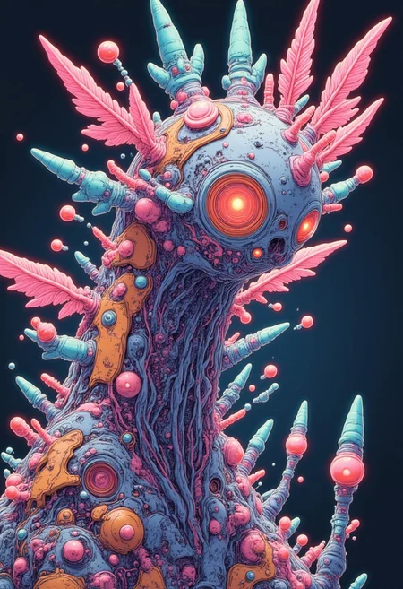 A whimsical Weird fairylike creature, vibrant glow, vibrant colors