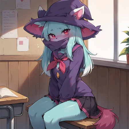 <lora:Midis_Katress_v1:1> , katress, sitting, school uniform, score_9, score_8_up, score_7_up, score_6_up, source_anime, BREAK,