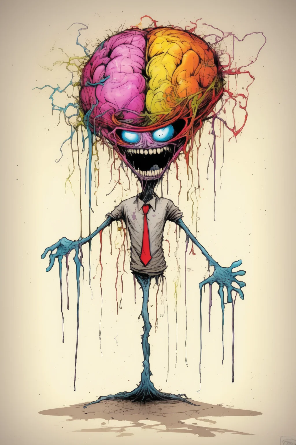 <lora:Alex Pardee Style:1>Alex Pardee Style - the conected brain, in alex pardee style, in Asaf Hanuka style, vector art