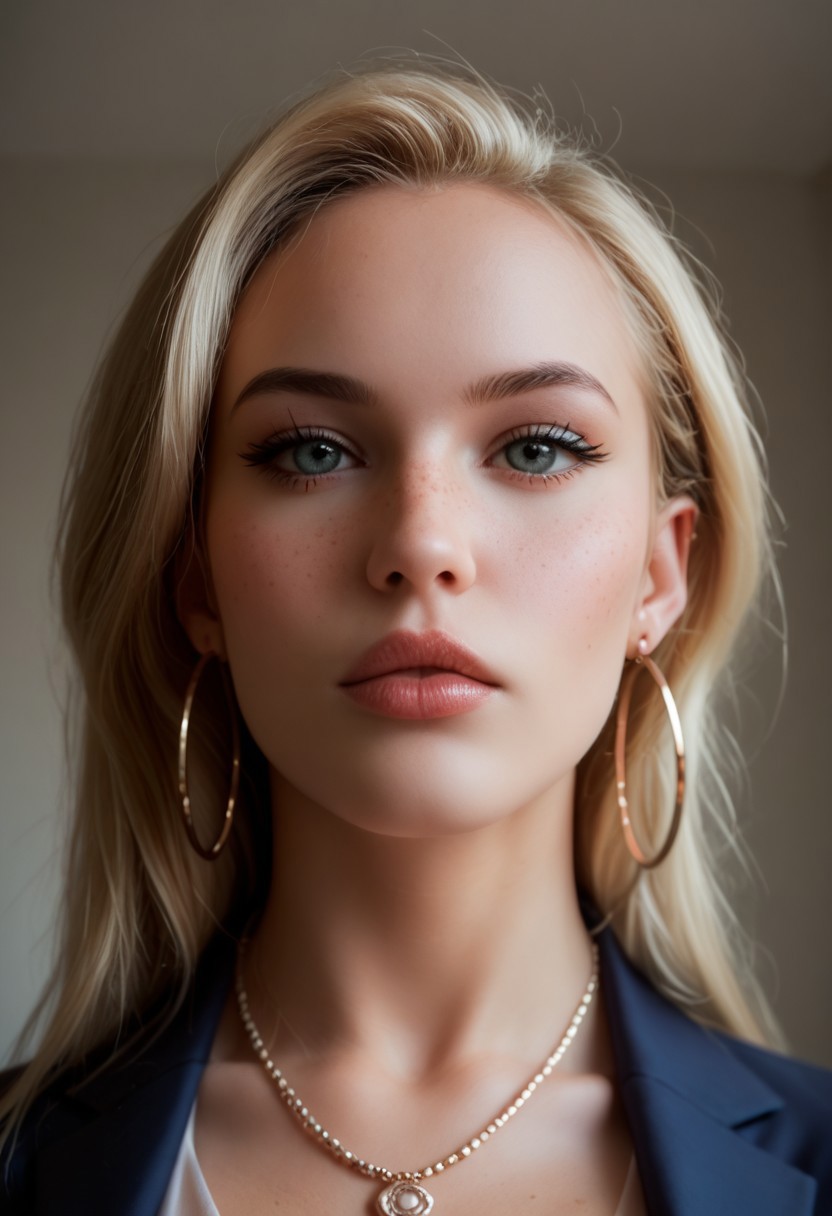 score_9, score_8_up, score_7_up, score_6_up, 1girl playful, mouth slightly open, ((perfecteyes)), (close up shot), ((face shot)), (facial photo), a bright meeting room, blonde hair, long intricate hair, pale skin, freckles, face focus, very large fake breasts, round tits, natural skin, blazer, ((pencil skirt)), necklace, jewelry, hoop earrings, rings, legs crossed, very tall white high heels, low light, seductive, supermodel, gorgeous, depth of field, shadows, dramatic lighting,  candid, perfect eyes, fluorescent lighting, natural light, light particles,