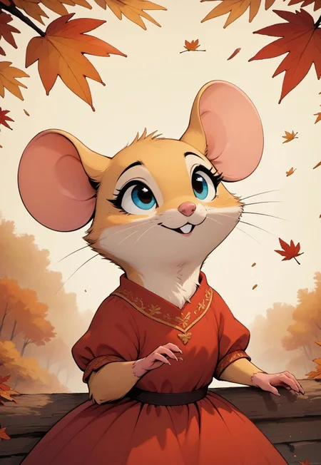 score_9, score_8_up, score_7_up, score_6_up, score_5_up, score_4_up,
[][][][][]
m0use_goldie, cuillu, outdoors, autumn, falling leaves, happy expression, cute, (upper body shot:1.5), red dress, (feral:1.5), (looking up:1.5)