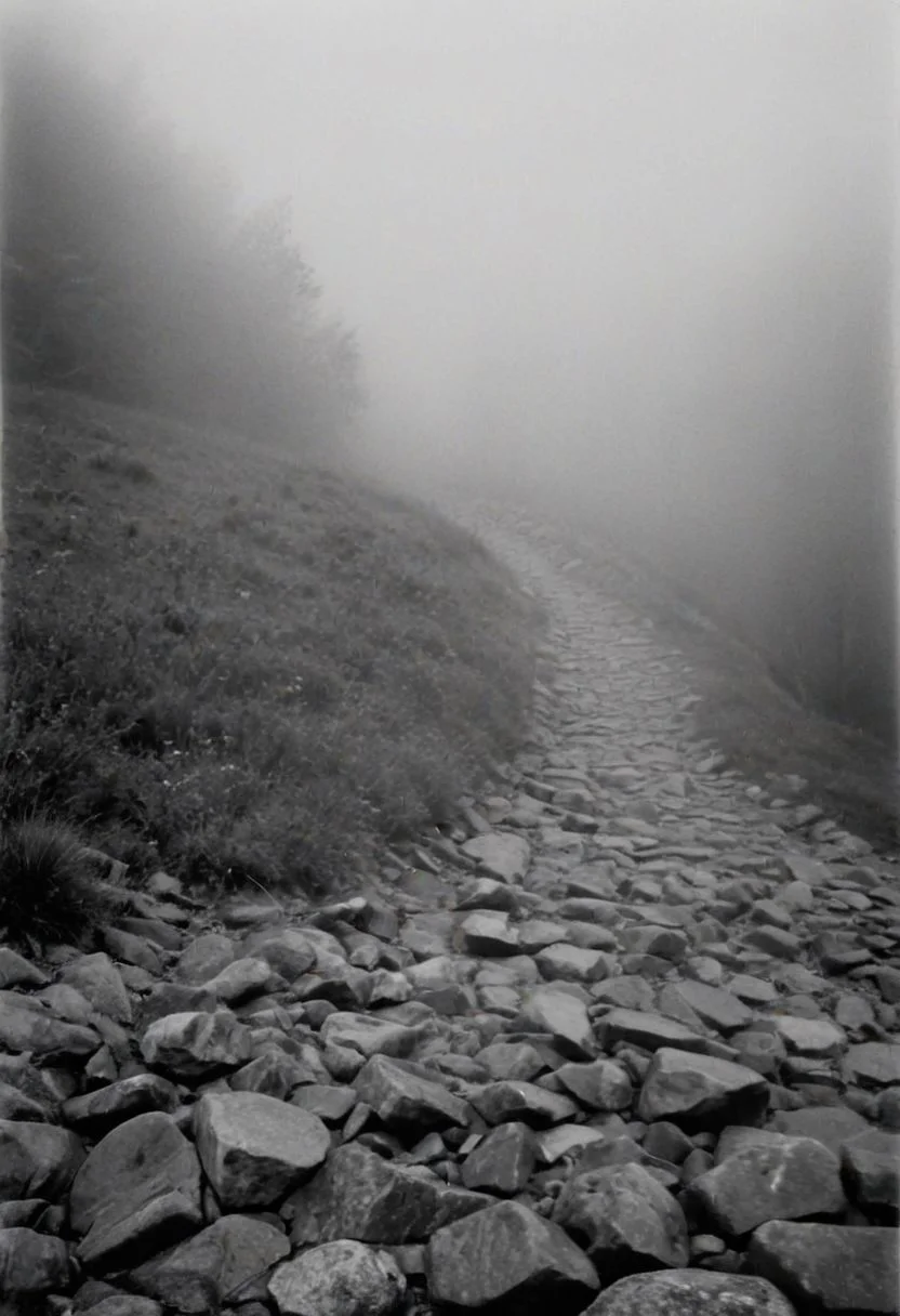 KB_Kentmere400, instagram photo, a foggy mountain, soft shadows, film grain