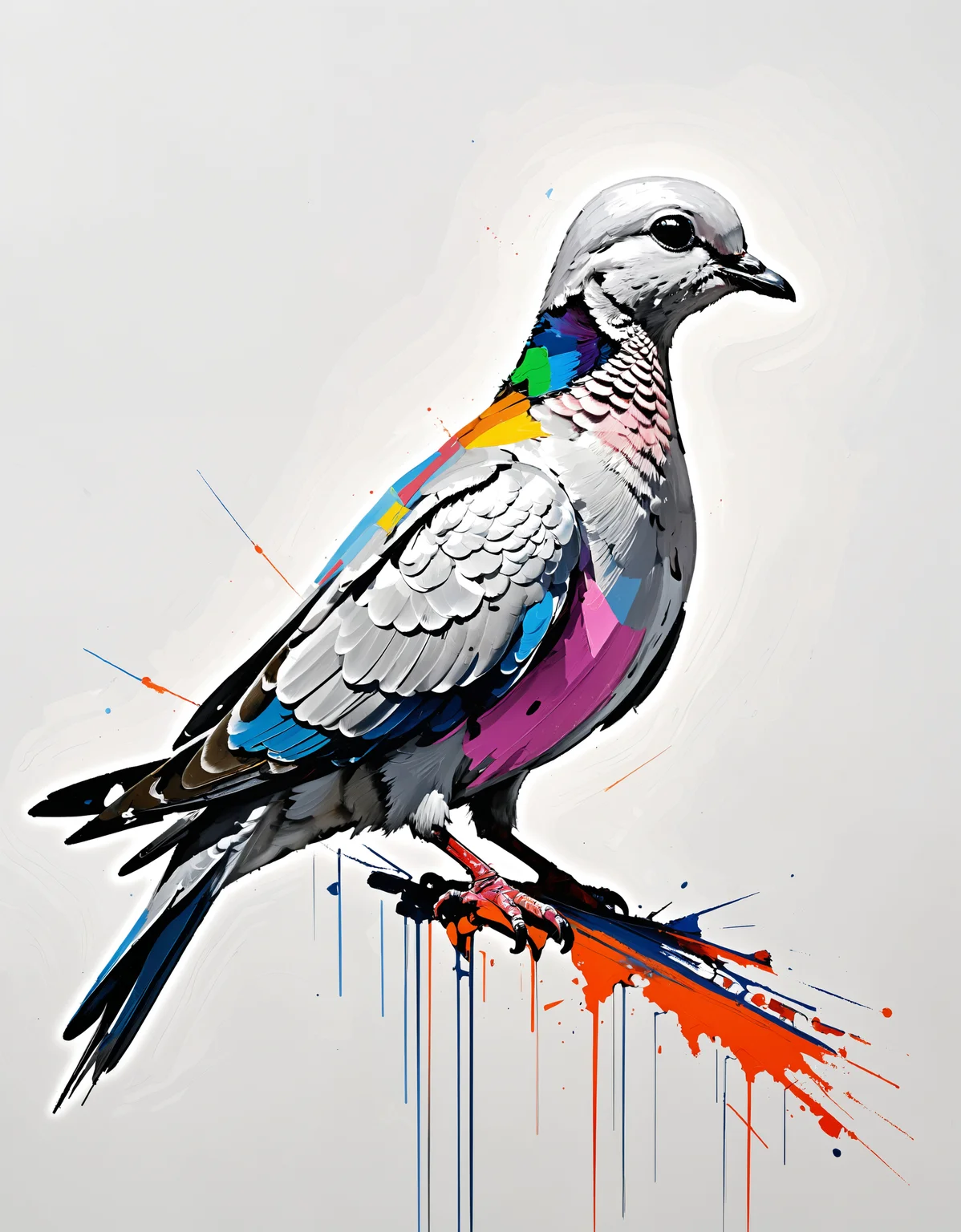zavy-ngtvpnt, negative space, minimalism, painting, Cubo-futurism, (Eurasian Collared-Dove:1.1) , Hideous, Panorama, pioneering the use of light and color, continuation of his father's style, detailed linework, exotic scenes, Contemporary realism, globalization, painterly, shiny, professional fine composition, highly contrasted, lush
