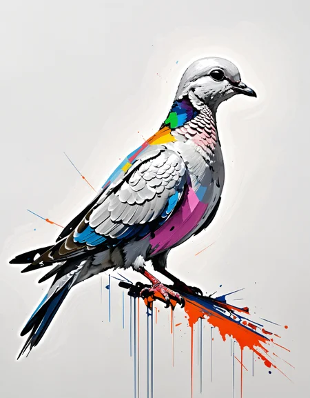 zavy-ngtvpnt, negative space, minimalism, painting, Cubo-futurism, (Eurasian Collared-Dove:1.1) , Hideous, Panorama, pioneering the use of light and color, continuation of his father's style, detailed linework, exotic scenes, Contemporary realism, globalization, painterly, shiny, professional fine composition, highly contrasted, lush