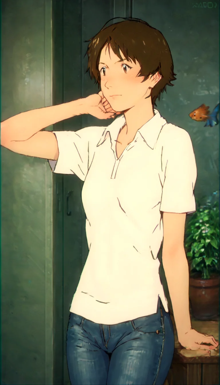 thigh,score_9, score_8_up, score_7_up, score_6_up, score_5_up, score_4_up,anime:1.2, ,zPDXL, zPDXLxxx <lora:Perfect Hands:1> <lora:add-detail-xl:0.8> <lora:Makoto_Konno:1> 1girl, makoto konno, brown hair, clothed, aquarium, date, detailed face, jeans, portrait