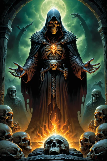 necromancy by Bob Eggleton and Craig Bill <lora:more_art:0.30> <lora:midjourney:-0.15> <lora:RMSDXL_Enhance:0.50> <lora:RMSDXL_Creative:0.50> <lora:RMSDXL_Photo:0.50> <lora:RMSDXL_Darkness_Cinema:0.50> <lora:clothing_slider:2.00> <lora:great_lighting:1.50> <lora:aesthetic:1.50> <lora:photorealistic_portrait:1.50> <lora:extremely_detailed:1.50> <lora:dpo:0.25>