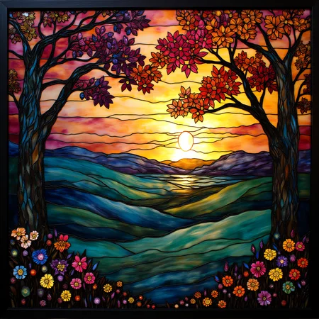 Landscape, ArsMJStyle, Stained Glass,