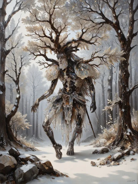 Magic Realsim <lora:AS_3:0.6>, full body view, Canadian, air theme, white-toned photo of a tree demon walking in a bright pristine forest, intricate black and brown and white organic details, magical, decrepit, very detailed. <lora:flux.1_lora_flyway_Epic-detail_v2:0.55> <lora:flux_realism_lora:0.35> <lora:Midjourney_Whisper_Chromaplex_Velvet_Myst_v01:0.25> <lora:Crystality Flux_v1:0.7>