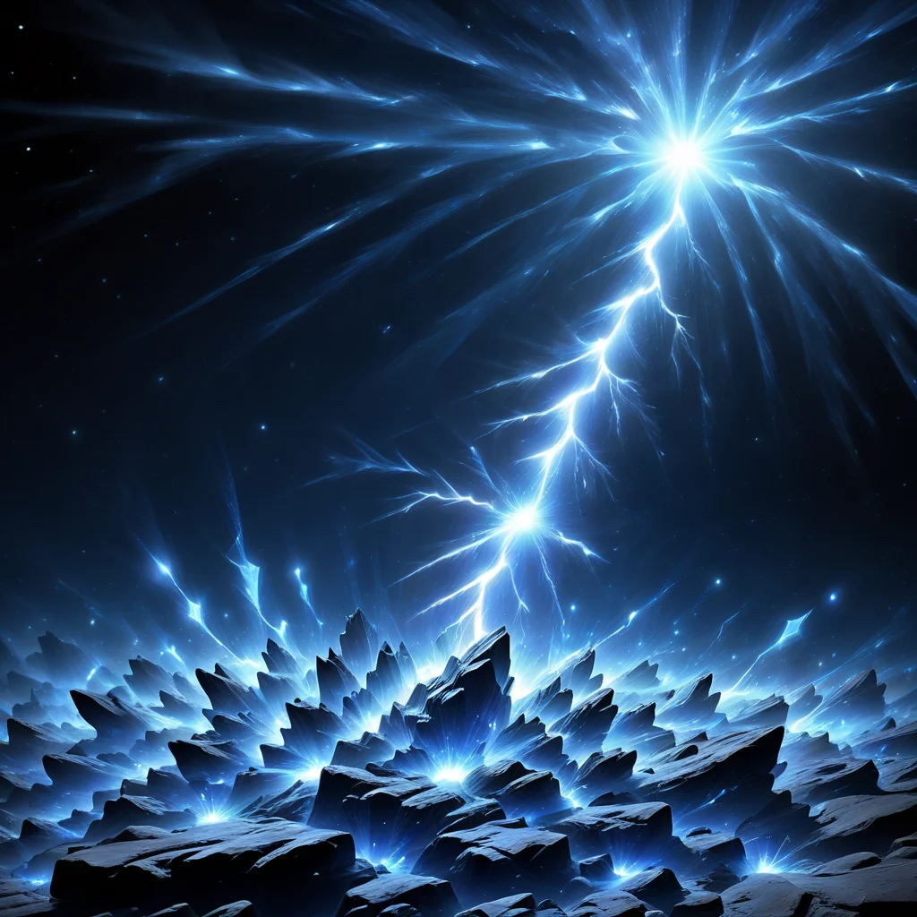 space, magic, simple background, cloud, dark, blue theme, star (sky), black background, ice, no humans, crystal, starry sky, scenery, night, blue flower, electricity, sky, flower, fireworks, stars, night sky, glowing, aerial fireworks, mountain, rock, lightning, light, still life, universe