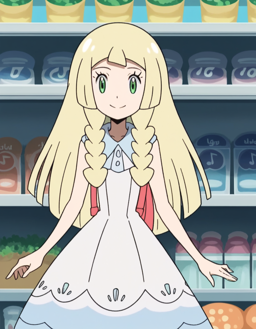 score_9, score_8_up, score_7_up, source_anime, <lora:pokemon-lilie-anime-ponyxl-lora-nochekaiser:1>, lillie \(pokemon\), blonde hair, blunt bangs, green eyes, long hair,, braid, collared dress, dress, hat, sleeveless, sleeveless dress, sun hat, sundress, twin braids, white dress, white headwear,, music store, browsing records, headphones, vinyl collection, nostalgic, smile, looking at viewer, solo,, cowboy shot, dutch angle