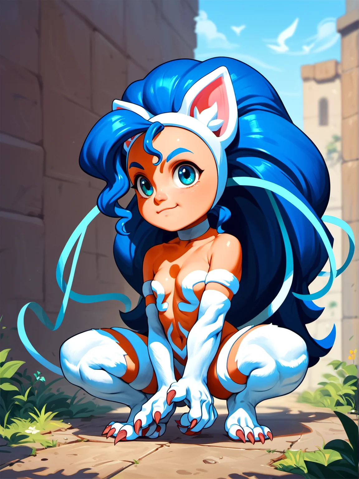 score_9, score_8_up, score_7_up, score_6_up, score_5_up, score_4_up chibi, parody, felicia, 1girl, full body, solo, crouching, outdoors
\\ Made with ONE FOR ALL checkpoint by Chaos Experience @ https://civitai.com/user/ChaosExperience/ \\