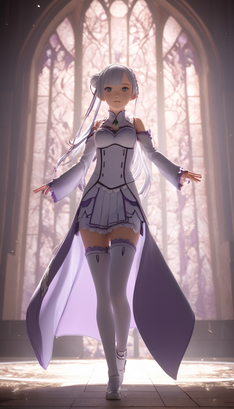 professional 3d model Cinematic scene, hero view, solo, Emilia, Re:Zero <lora:emilia:1>, action pose, detailed background, masterpiece, best quality, high quality, absurdres . octane render, highly detailed, volumetric, dramatic lighting