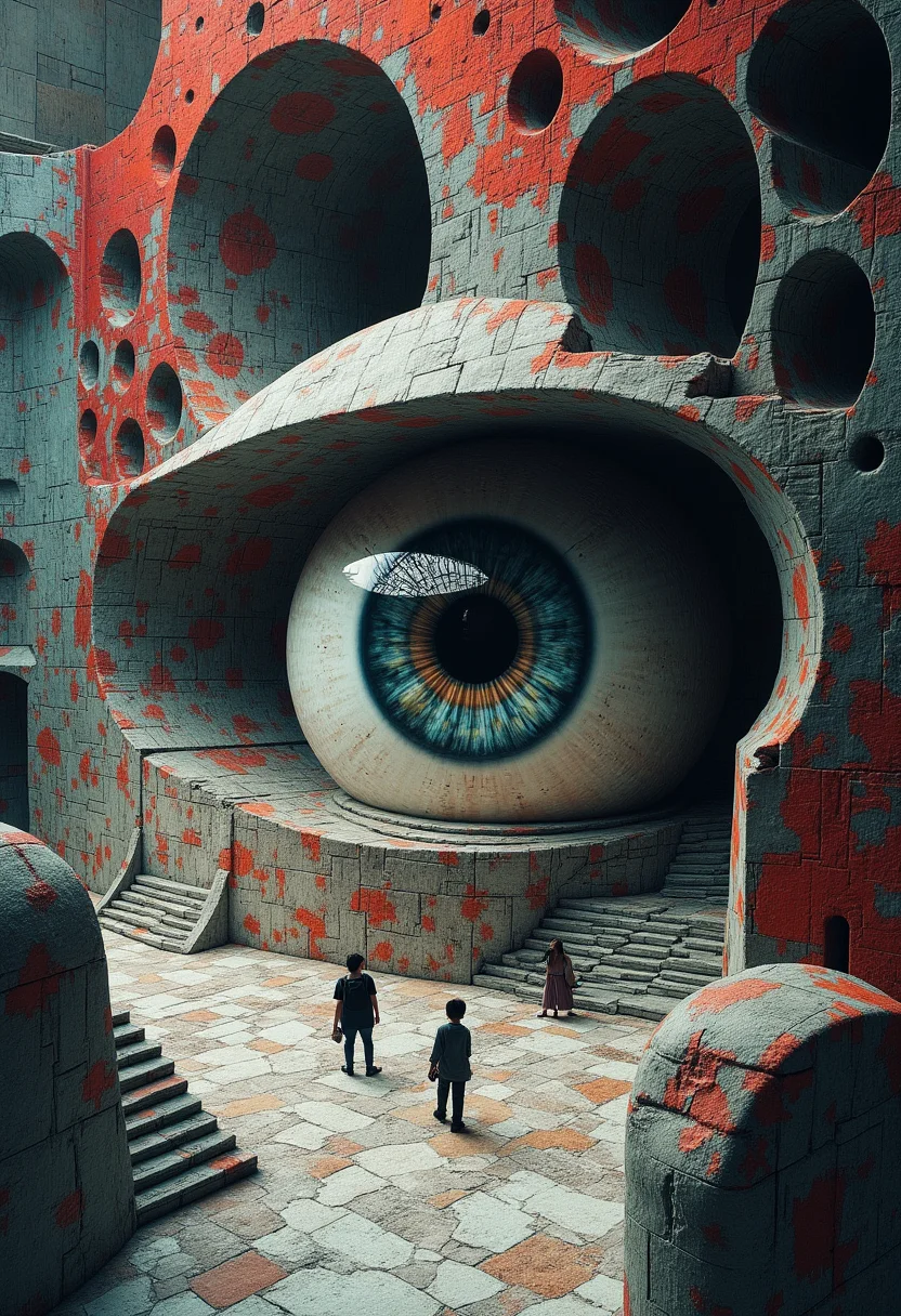 A masterpiece of (sci-fi zen) style created by the collaboration of M.C. Escher and Francisco Goya. HD32K, hyperdetailed, best quality, aidmaMJ6.1.