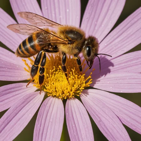 bee on a flower macro photo