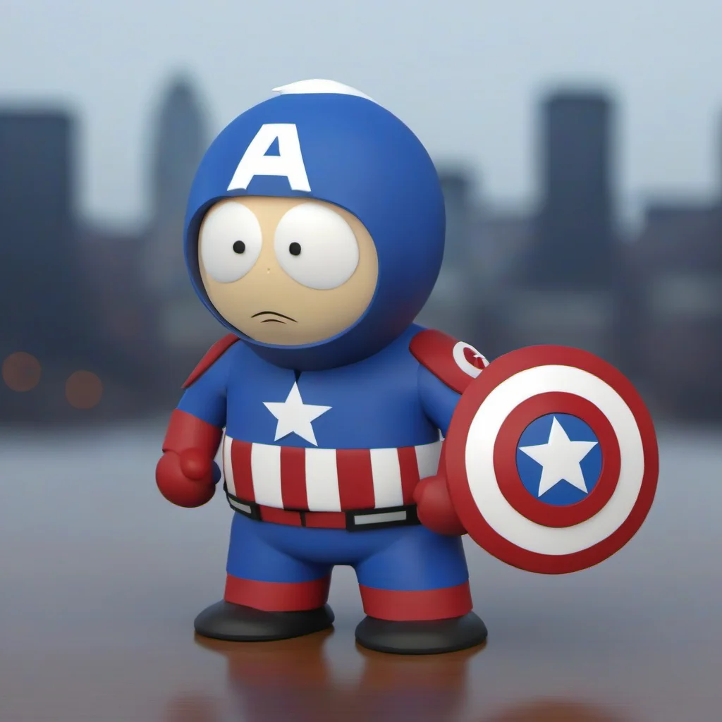 kenny as captain america, city background <lora:SouthPark3D1024-000315:0.8>