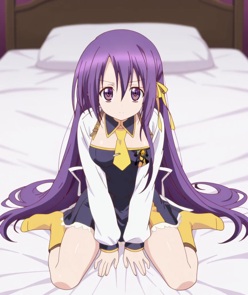 1girl,
BREAK solo,
BREAK wearing clothes,closed mouth,looking_at_viewer,
BREAK from above,full body,
BREAK
on bed BREAK
BREAK
BREAK
BREAK
BREAK anime coloring,
BREAK <lora:seirei tsukai no blade dance:1>,fianna ray ordesia,school uniform,wariza,