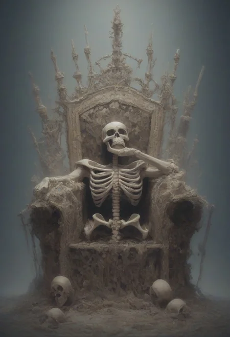 score_9, score_8_up, score_7_up, score_6_up,
one skeleton of dead king wearing crown on a lavish golden throne, boneswm