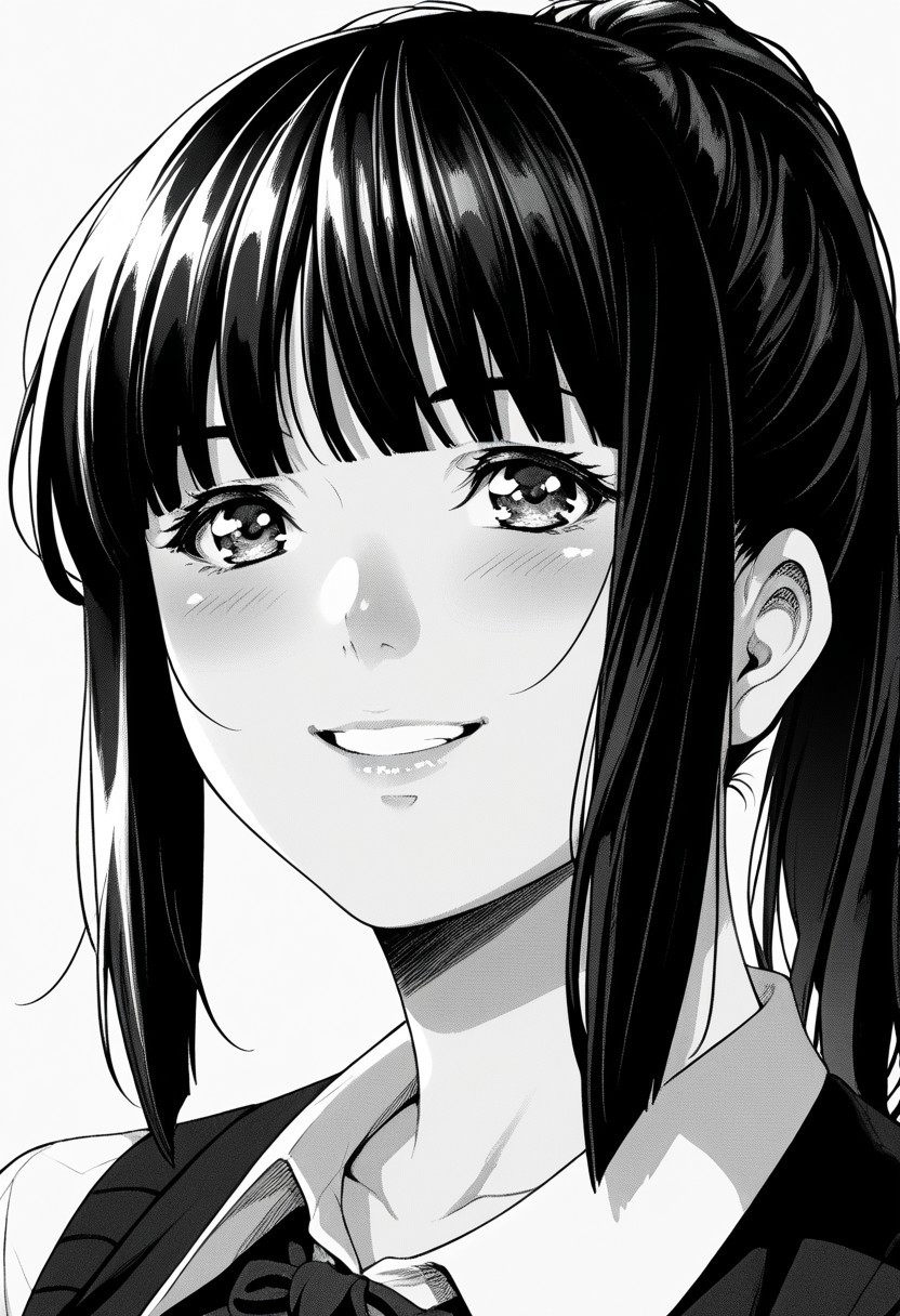 score_9, score_8_up, score_7_up, source_anime,(extremely detailed CG), (best quality), monochrome, greyscale,
ryouka,face,smile,
