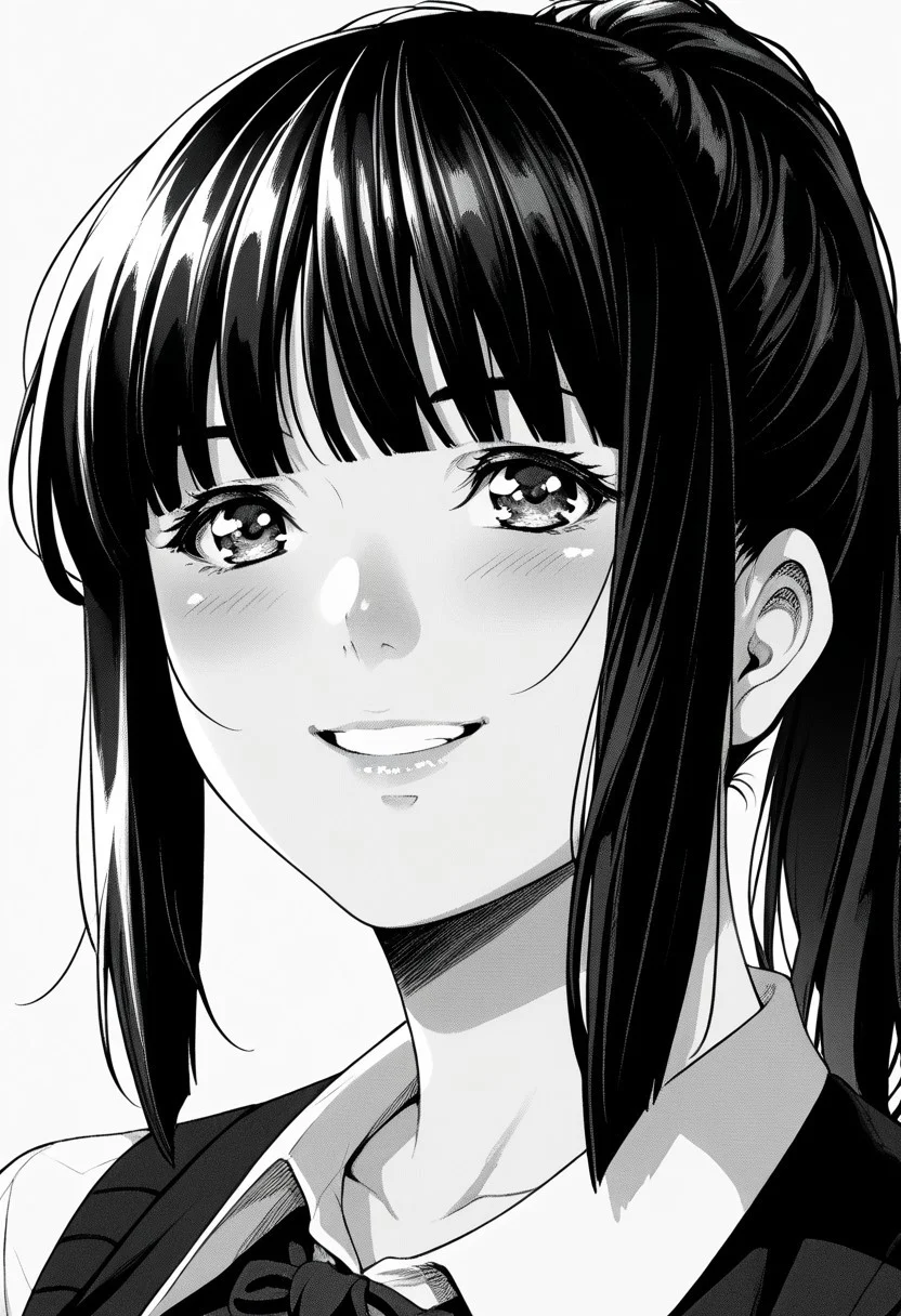 score_9, score_8_up, score_7_up, source_anime,(extremely detailed CG), (best quality), monochrome, greyscale,
ryouka,face,smile,