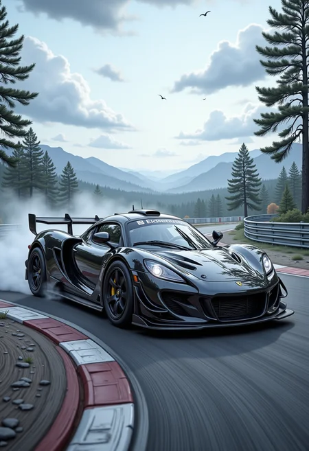 hyp3rd3tail style, a sports car speeding around a race track