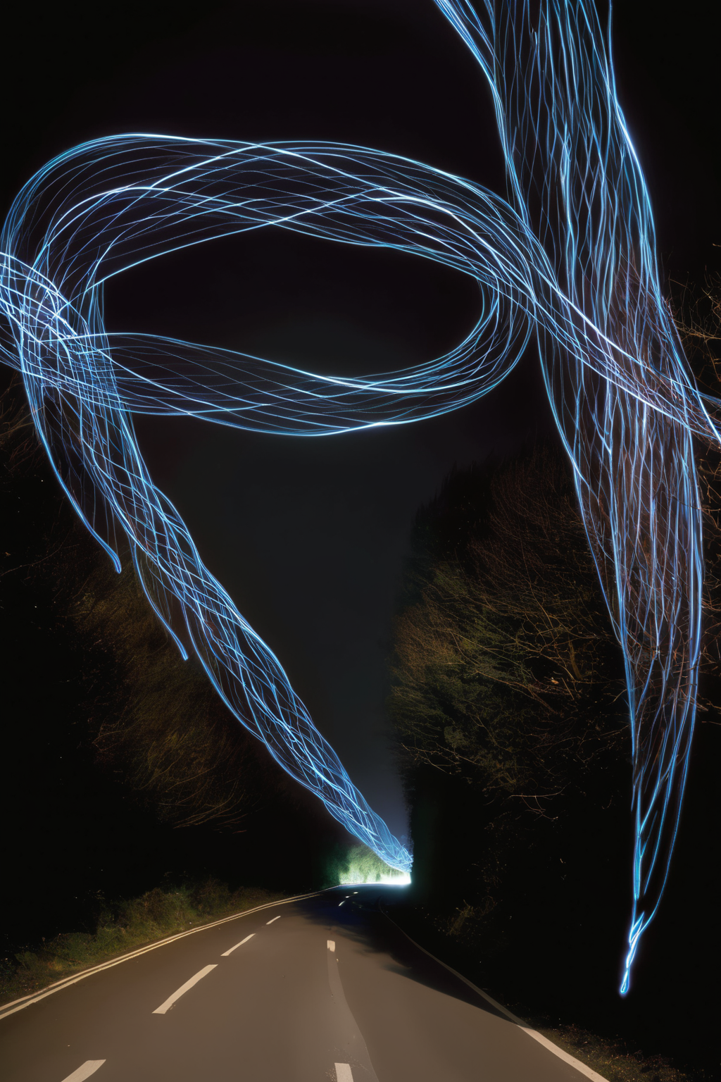 <lora:Photographer Martin Kimbell Style:1>Photographer Martin Kimbell Style - a long exposure photograph of a road at night with long exposure lines in the air