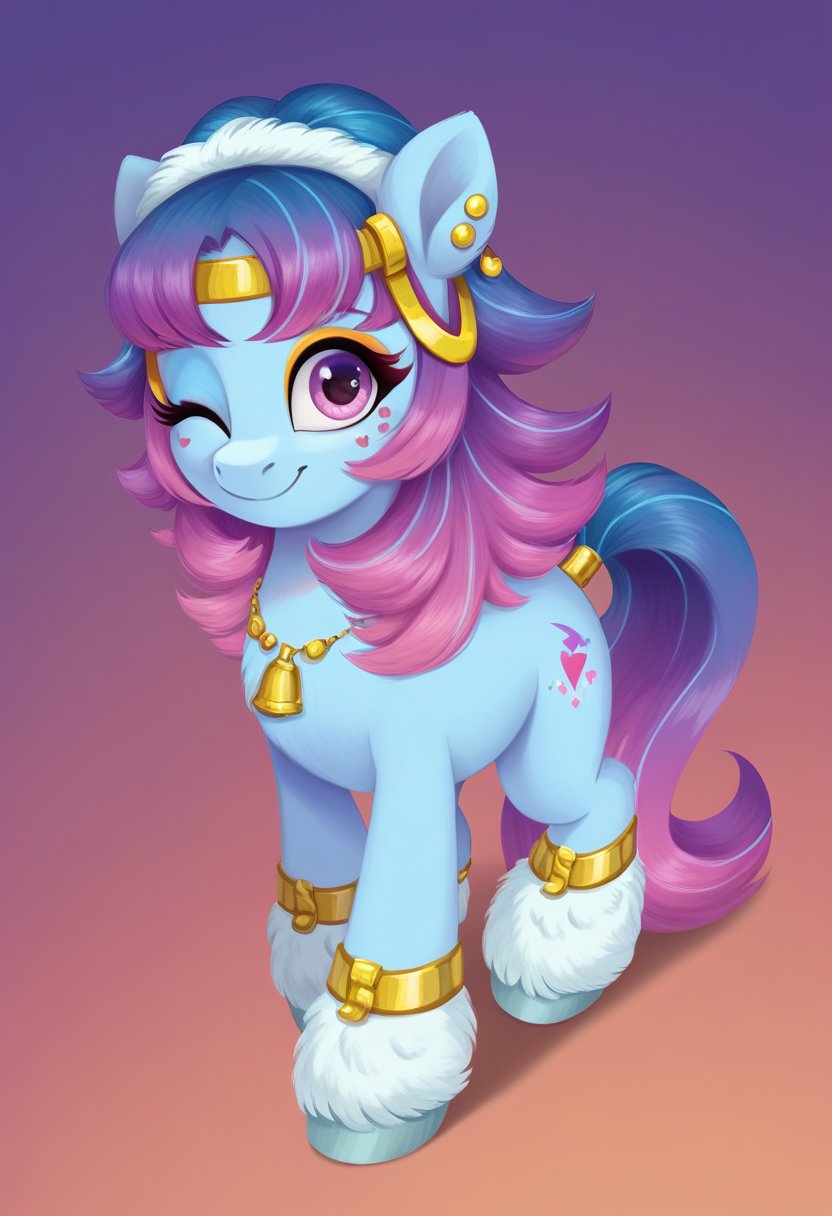 score_9, score_8_up, score_7_up, score_6_up, score_5_up, score_4_up, my little pony, (((naked))), <lora:odessa_evensong:0.7>odessa evensong, pony, Light blue body, tail and mane, long and voluminous, gradient, purple to deeper blue, with curls embedded in the strands,  Clothing fluffy light blue leg warmers, golden bracelets on the front legs and a golden headband with a similar design on the ears, chest adorned with a golden necklace with a small bell-shaped pendant, white, fluffy headband
1girl, ((solo)), (sexy), beautiful, detailed, (detailed cute pony face), detailed eyes, detailed fur, detailed hooves, beautiful, vector, flat colors, (beautiful long eyelashes), (beautiful hooves), ((coastal town background)), colorful background, (looking at you, looking at viewer:1.5), selfie, smiling, one eye closed, ((close-up)), high angle
<lora:Wholesome-MLP-v1.4b:1>
