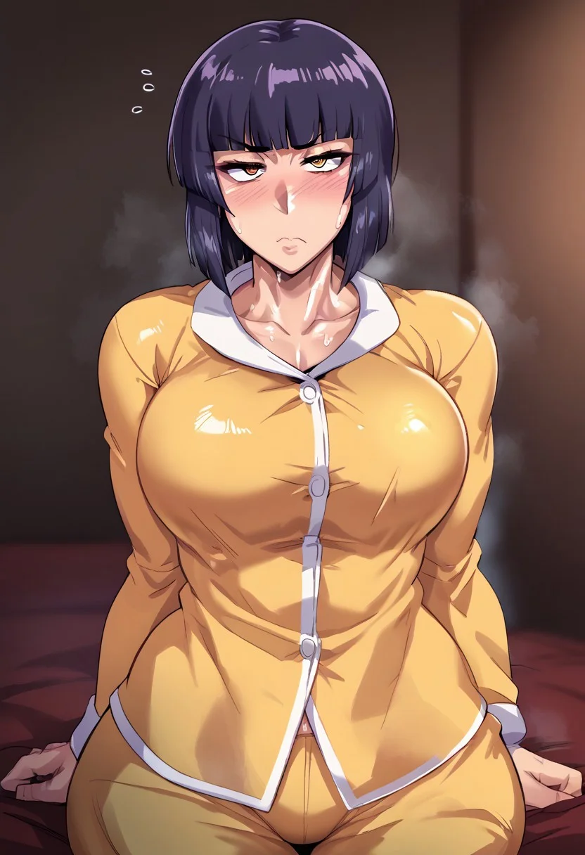 score_9, score_8_up, score_7_up, score_6_up,
, 1 Boy, solo, perfect face,
detailed eyes,
BREAK score_9, score_8_up, score_7_up, score_6_up, source_cartoon, rating_explicit <lora:officialpit_style_v11:0.8>zPDXLxxx, bedroom background, bedroom, heat body, shiny skin, dominant male, femine body,
, tan ,
Araizumi Rui, short hair, bangs, purple hair, blunt bangs, purple hair,cowboy shot,
perfect face, perfect eyes, beautiful eyes, petite body,, clevage, sweaty, steamy, , detailed face, blush, sweet face, heat body, upper body only, best quality,medium quality,, blushing, , pajamas,long hair, half-closed eyes,adorable,kneeling, sleepy , blush , looking at view,