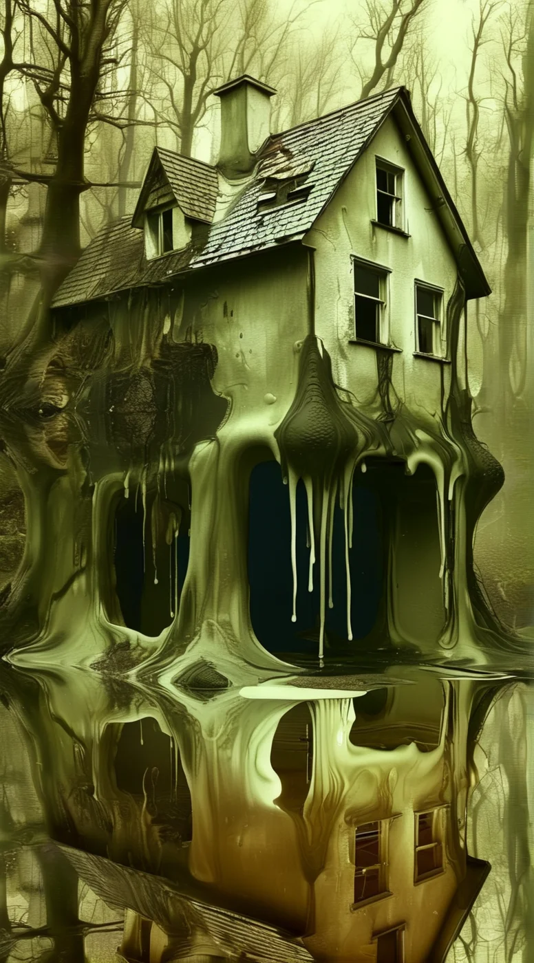 solvique surreal old house in the forest melting, masterpiece <lora:solvique:1>