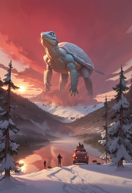 score_9, score_8_up, score_7_up, score_6_up, score_5_up, score_4_up,
<lora:ScenicHorizonsV3.1:1> sc3n1ch0r1s0ns,
sky, cloud, water, tree, animal, cloudy sky, scenery, nature, snow, reflection, forest, sunset, monster, mountain, dragon, sun, fantasy, landscape, oversized animal, red sky, turtle, pine tree,