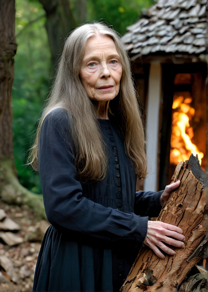 Photo of Philia Hema posing in front of a sinister cottage in the woods, cats, axe in tree stump, fire with a body in it, (detailed, ultra-detailed body:1.1),best quality,photo-realistic,highly detailed,absurdres,cinematic lighting,hyper-realistic,sharp focus,32k resolution,detailxl,SimplePositiveXLv2,