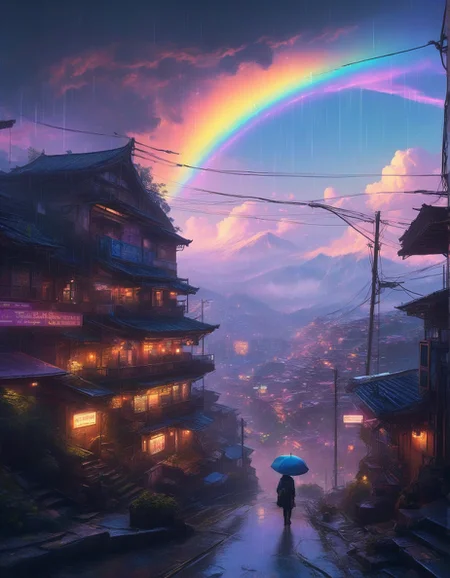 Cyberpunk: (neon lights), (rain-soaked streets), (holographic UI elements), (futuristic decay) :cite[6],
sonic geography where landscapes are sound fossils,
Himalayan valley with terraced farms, 
Scattered showers Weather,
a mystical cloudscape, with swirling mists, vibrant rainbows, and an ethereal atmosphere that feels otherworldly,
Pre-dawn twilight with lingering stars,
Winter pine forests under snow,
 <lora:add-detail-xl:0.7>,
 <lora:DetailMaximizer:0.3>,
 <lora:brho:0.15> brho, 
<lora:Deep_depth_of_field:0.3>,
 <lora:extremely_detailed:0.8> extremely detailed,
