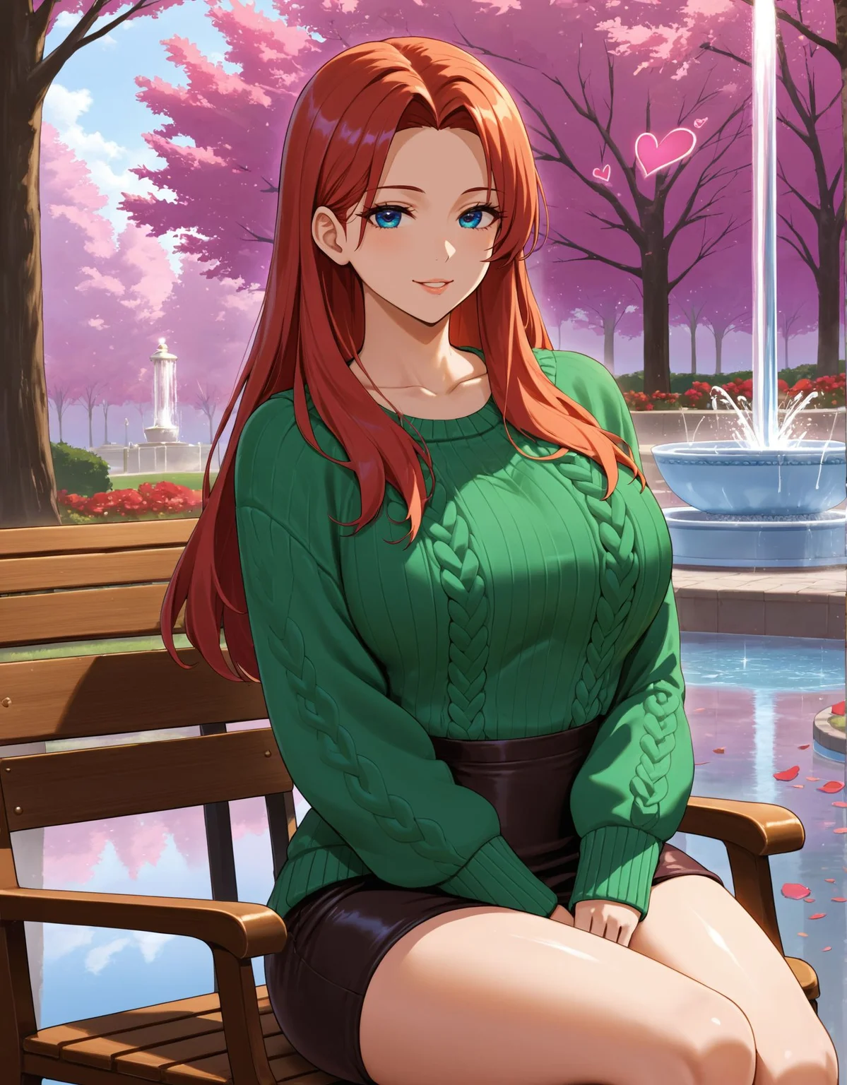 score 9,score 8,score 5 up,score 4 up,high quality,best quality,adsurdres,light,detail,sharp,cinematic,epic,
1girl,solo,pretty eyes,beautiful face,collarbone,large breasts,pretty hands,voluptuous,slender_waist,midriff,legs,barefoot,
long sweater,(((fully clothes))),fur coat,fur scarf,turtleneck sweater,
sitting on chair,table,holding,
(color: red,yellow,blue,green,purple,black:1.1),
valentine,hearts,pink fog,red fog,chocolate,chocolate world,
<lora:hand 4:1.3>,better hands,quality hands,good hands,
no nude,only safe for work,
park,tree,water fountain,
