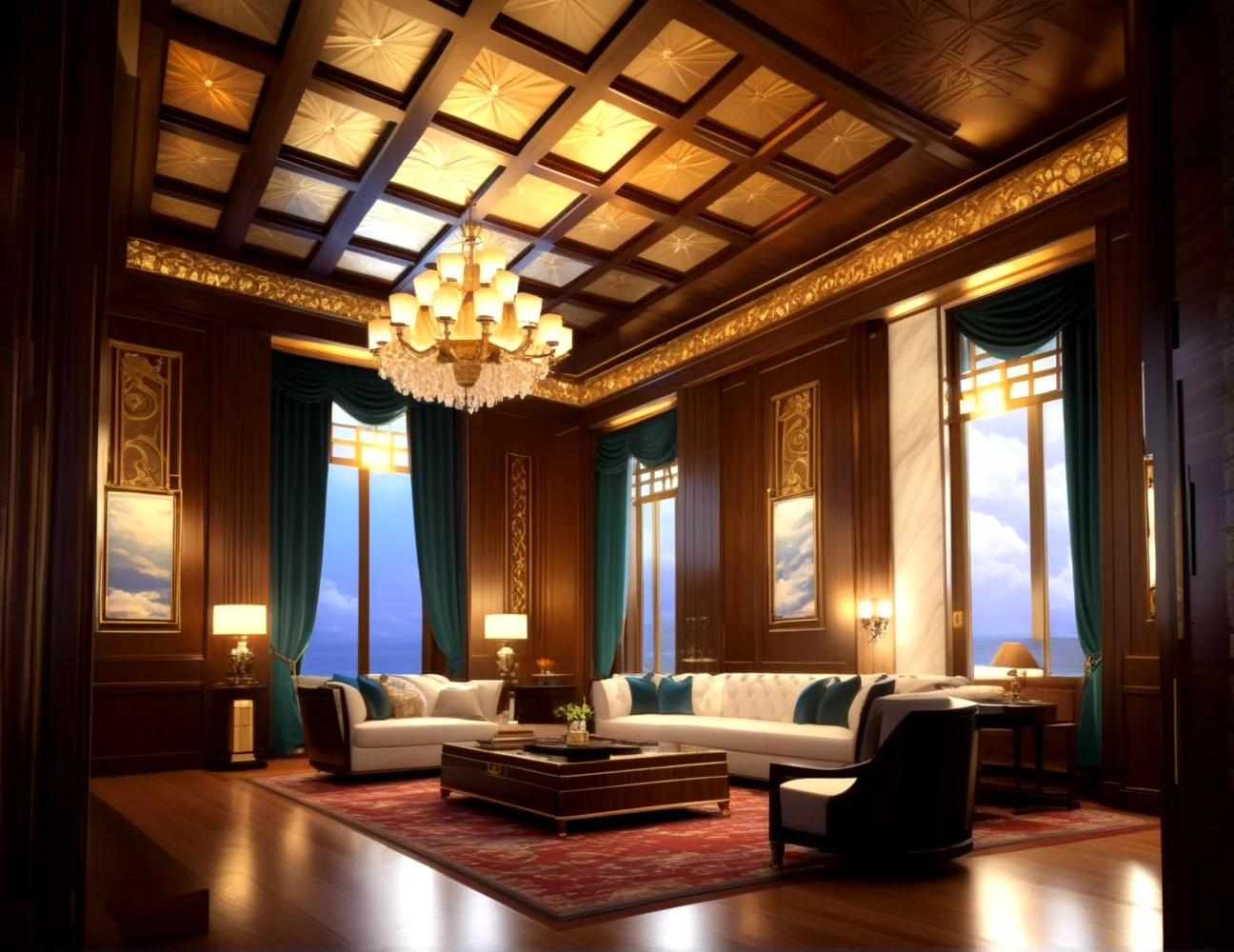 score_9, score_8_up, score_7_up,
<lora:Art_Deco_Interior_(Architecture)_(SDXL)_(AD):1> art deco, interior, architecture, interior design, marble, limestone, intricately designed (windows, doors, metals doors, ceiling, lamp, lighting, chandelier, metal wall panels, wood wall panels, ceiling panels, ), penthouse, living room, dining room, bathroom, office, bedroom, large window, fireplace, paneled ceiling, luxury,
8K, In'ei, chiaroscuro, rim lighting, perfect depth of field shot, ray tracing, 8K CGI render, beautiful, subsurface scattering, detailed fluffy anime clouds, photographic realism, soft lighting, soft shading, art by Thomas Kinkade,
BREAK zPDXL, zPDXLxxx, <lora:wowifierXL:0.2> art by mooncryptowow <lora:sdxl_lightning_8step_lora:0.4> <lora:detailed_notrigger:0.5>