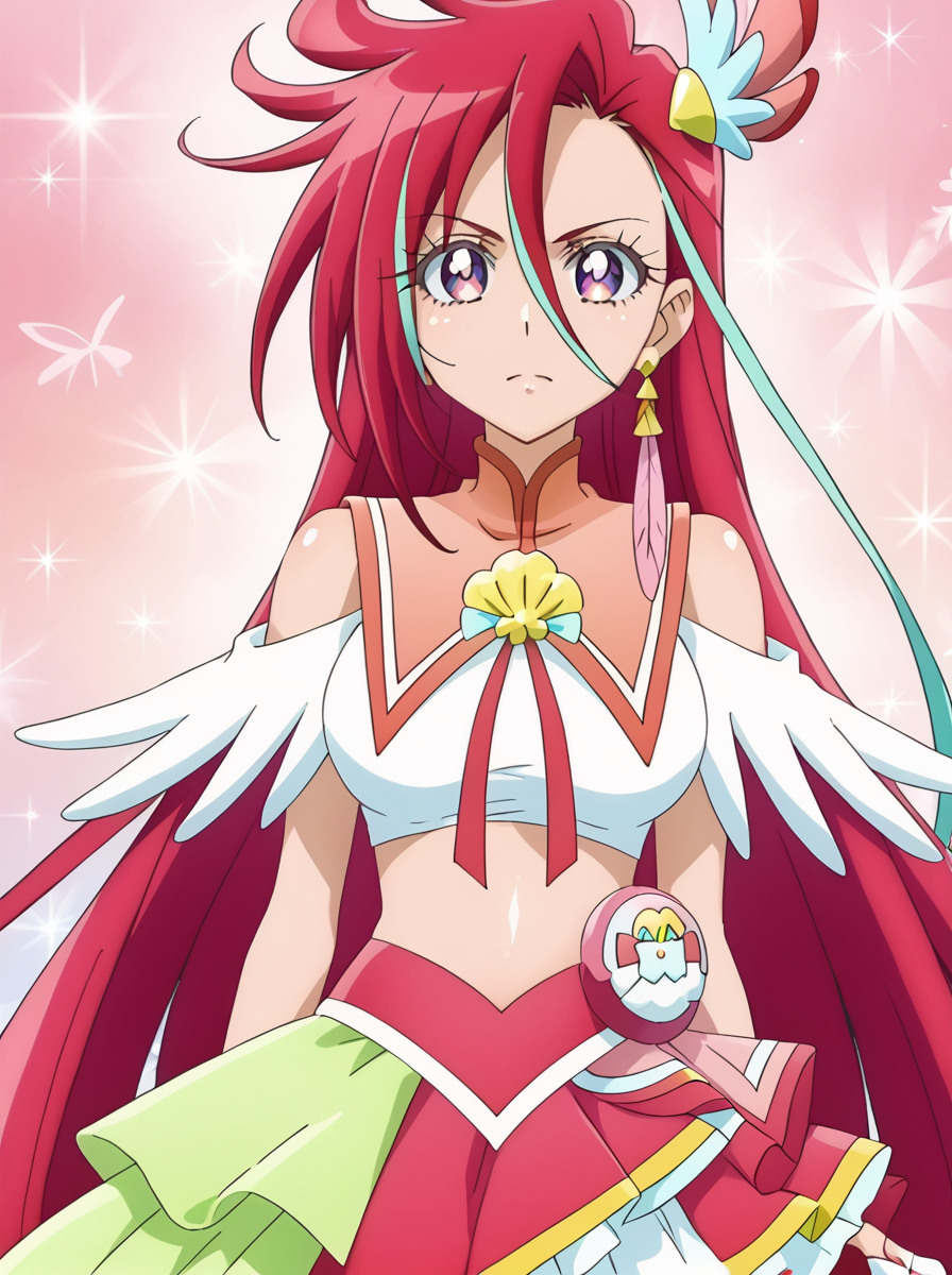 detailed background, shiny skin, rating safe,
<lora:cureflamingo.pony:1.0>,
cureflamingo,
large breasts,