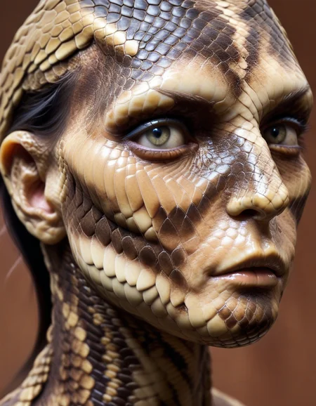 	'[snake human ] hybrid' made of human skin