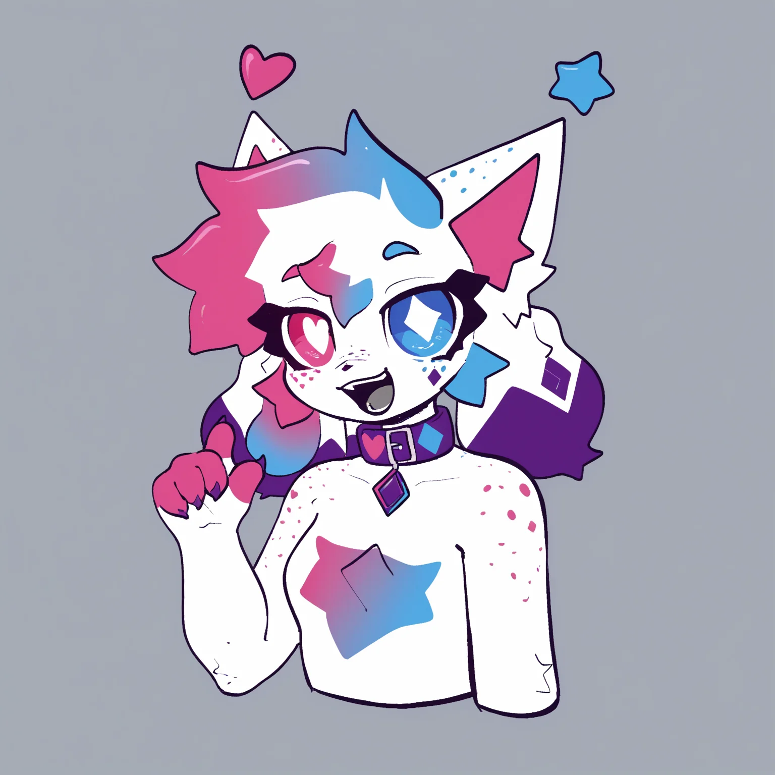 score_9, score_8_up <lora:crystal_sprinkles-PONY:0.8> crystalsprinkles, female, solo, looking at viewer, open mouth, cropped torso, collar, freckles, hand up