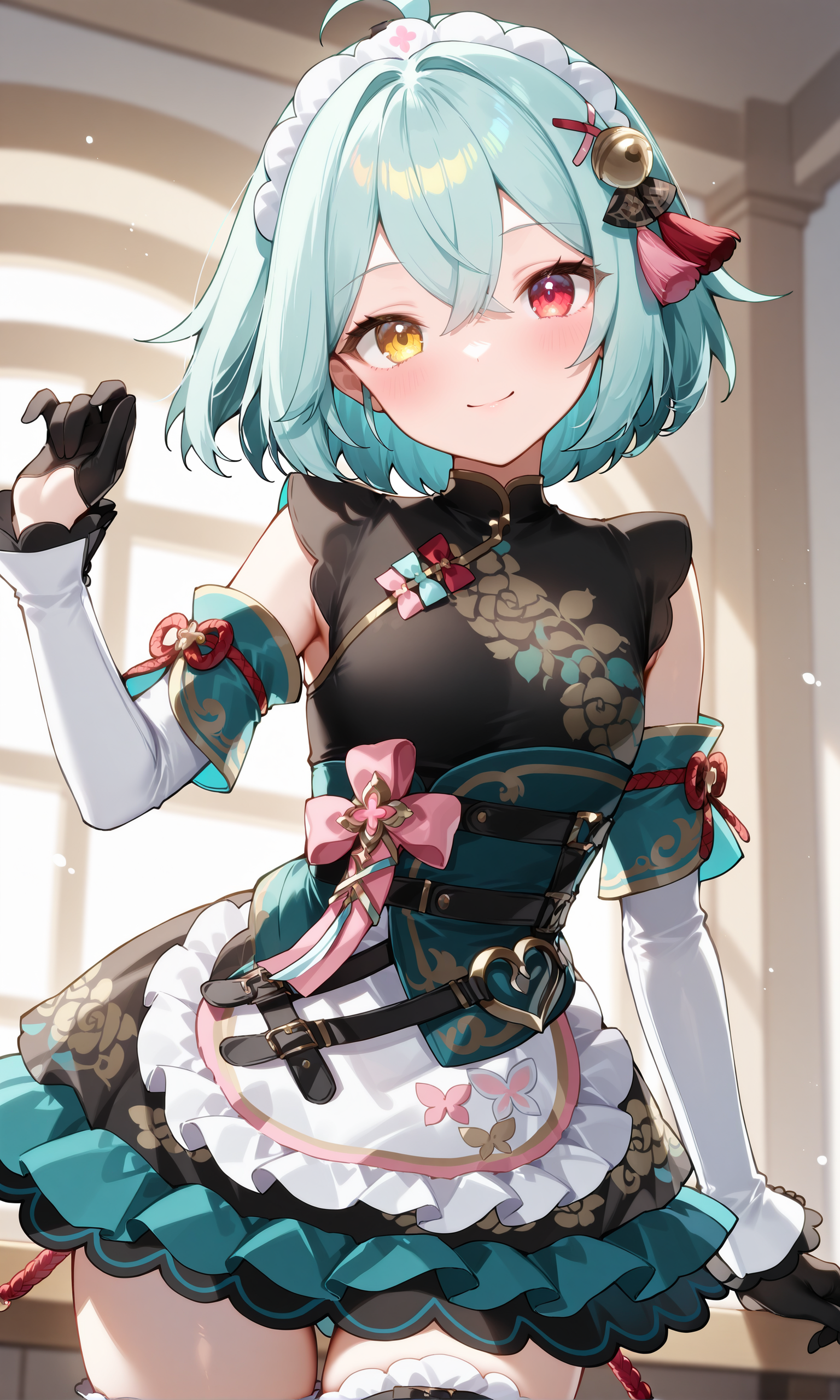 masterpiece,best quality,amazing quality,<lora:Event_Bryceeversoul:0.8> Event_Bryce(eversoul),
heterochromia, smile,
dynamic pose, 1girl, solo, cowboy shot, looking at viewer,