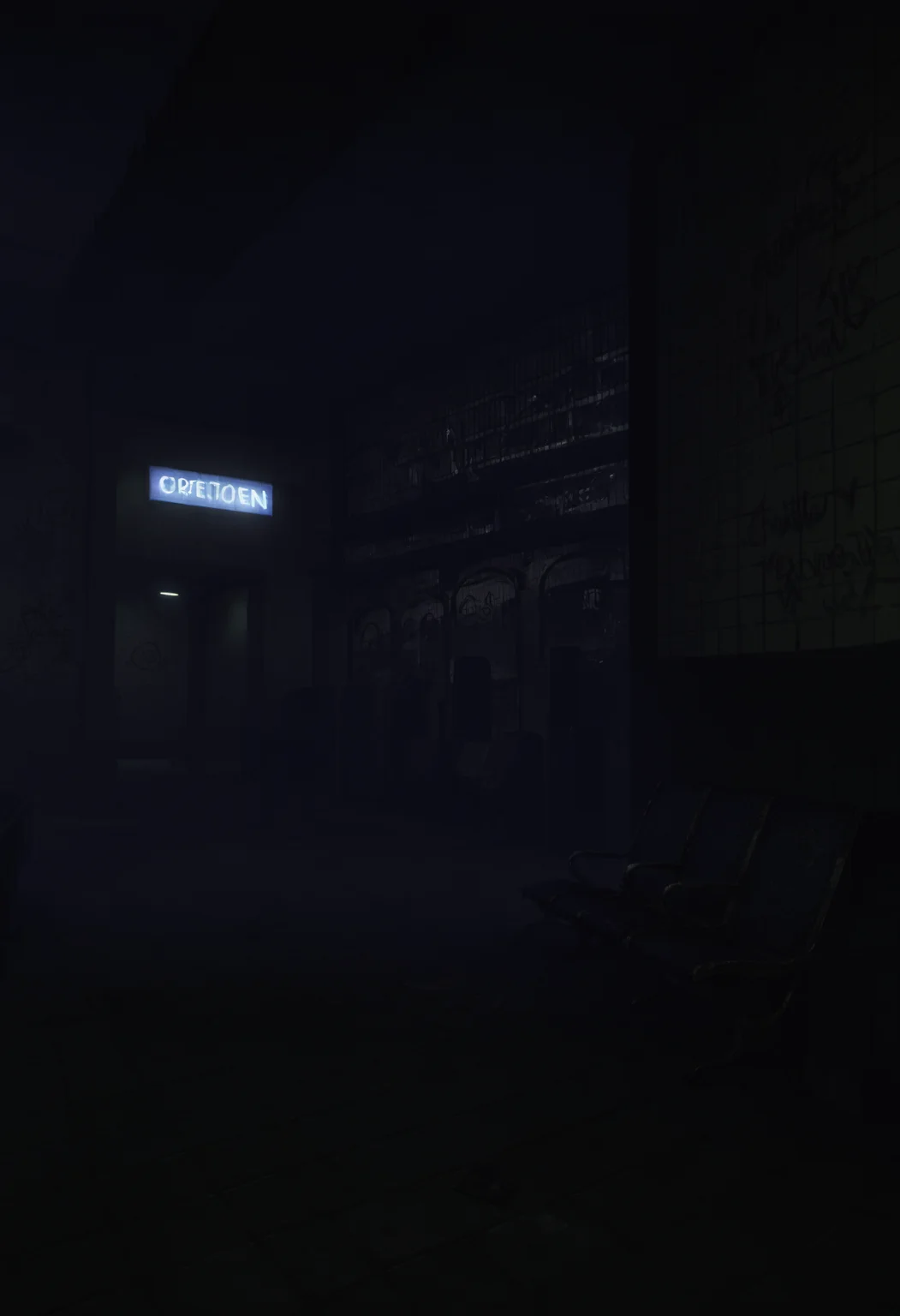 score_9, score_8_up, score_7_up, score_6_up,
BREAK
SGMSubway, indoors, subway station, dark, dim lighting, shadows, urban decay, dirty floor, clutter, industrial, underground, eerie, atmospheric, empty space, ticket barriers, benches, concrete walls, neglected, decayed, damaged walls, peeling paint, graffiti, tiled walls, blue sign, abandoned, scenery, architecture, no humans <lora:Slashers_Abandoned_Subway_Station_Style_Background:0.6>