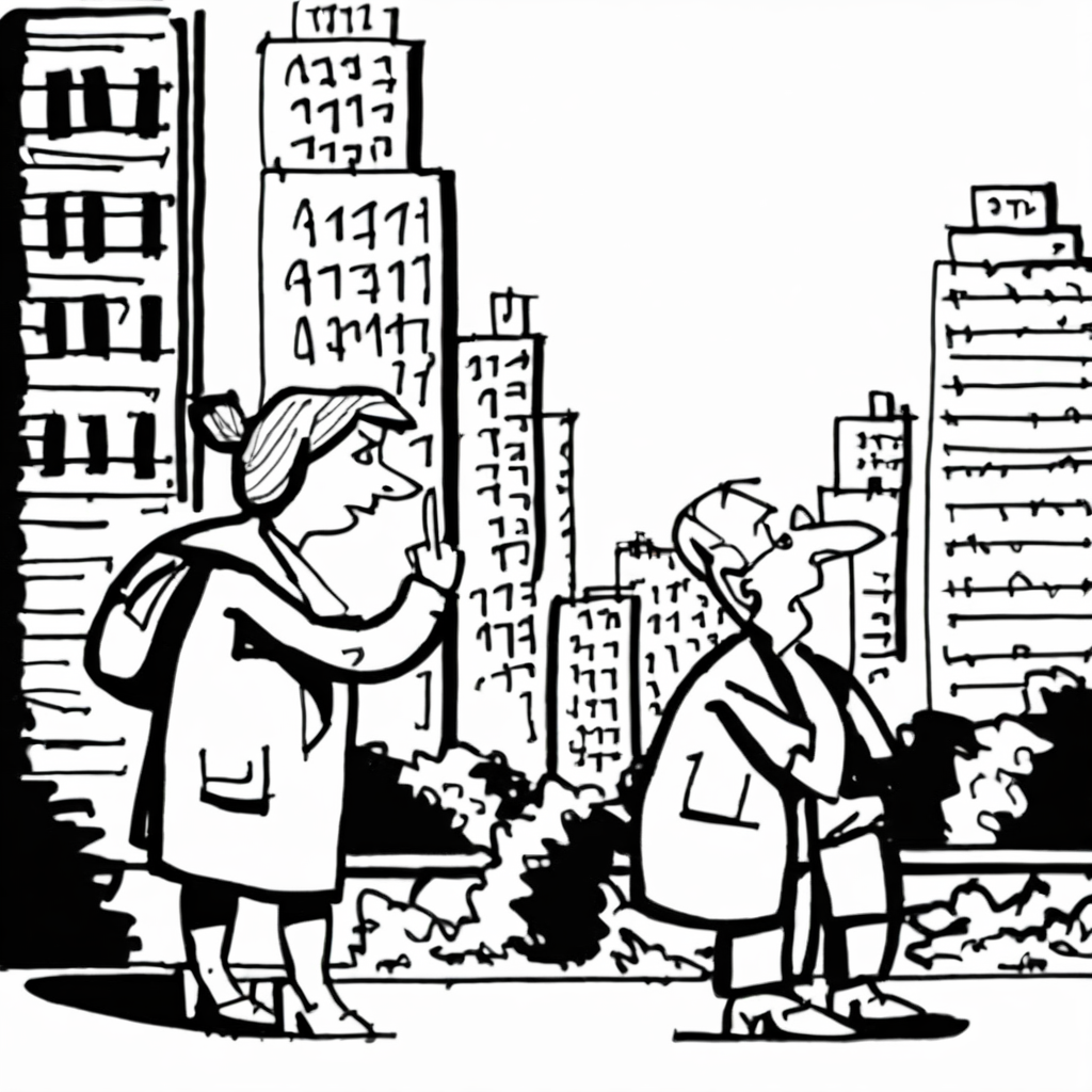 drawix19 girl and old man in big city <lora:drawix19:1>