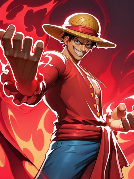 highres, hi res, best quality, masterpiece, intricate details, absurdres, 4k,, semi realistic, cartoon,
1boy, monkey d. luffy, hat, evil smile,, energy around, aura,, looking at viewer, dynamic pose, fighting stance, cowboy shot, multicolored background, dutch angle,
, MarvelRivals, <lora:AMarvelRivals_style-06:1>