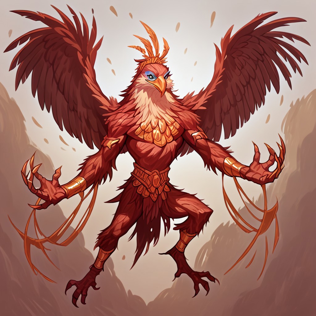 score_9, score_8_up, score_7_up, score_6_up, eagle aaracroka, monster, with gold accesories and tribals symbols, pose,dynamic composition, aaracroka like splash art,clouds background trowing clouds