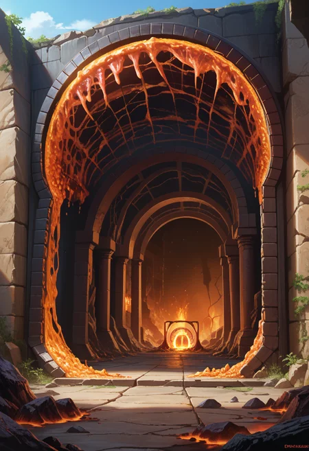 score_9,NextGenScenes, score_8_up,score_7_up,score_8,ultra, detailed, detailed background,4k,HD,8k,highres,antialiasing,detailed texture, detailed, scenery, no humans, molten rock, scenery, hell, hellscape, inside portal, sky, outdoors, (portal:1.6), portals, doorway, futurism, fantasy, background,
<lora:NextGenScenes-000008:1>