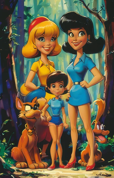 masterpiece,best quality,<lora:tbh285-sdxl:0.9>,illustration,style of Hanna-Barbera tech genius teenage girl