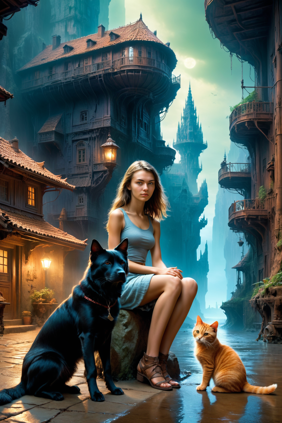 by  Gediminas Pranckevicius , by  Hermenegildo Anglada Camarasa , by  Bruce Pennington  ,   cute 18 year old woman and her cat and dog  , 8k, photorealistic, unearthly, unearthly  <lora:more_art:0.30><lora:clothing_slider:2.00><lora:great_lighting:1.30><lora:aesthetic:1.15><lora:photorealistic_portrait:1.25><lora:RMSDXL_Enhance:0.45><lora:RMSDXL_Creative:0.35><lora:RMSDXL_Photo:0.45><lora:RMSDXL_Darkness_Cinema:0.50><lora:XDetail_heavy:0.45><lora:perfect_eyes:0.15><lora:perfect_hands:0.15><lora:midjourney:-0.15><lora:looking_at_viewer:0.75><lora:dpo:0.25>