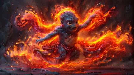illustration of a cute fire elemental dancing in a vulcano, swirls, movement, speed, highly detailed, cinematic, flames, fire,
<lora:ArtfullyME_SDXL__v1:0.8> Artme <lora:Dont_Stop_Me_Now:0.8> <lora:Cute_3D_Cartoon:0.8>