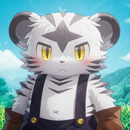 score_9, score_8_up, score_7_up, zPDXL3, ((((sdgs4by zuppu11)))), sichiseki (kemokami), 1boy, furry, kemono, cute, solo, blushing